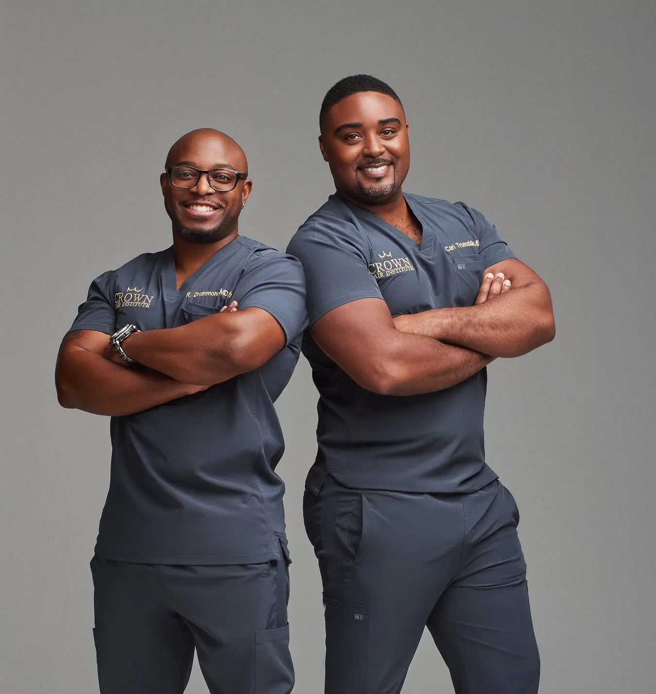 Loyal TiScrubs customers Dr. Drummond and Dr. Truesdale in LA, California