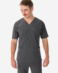 Men's Charocal Gray Five-Pocket Scrub Top Only Front View