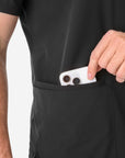 Men's Real Black Five-Pocket Scrub Closeup of Lower Pockets
