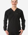 Men's Long-Sleeve Scrub Top Only Untucked Front View Real Black