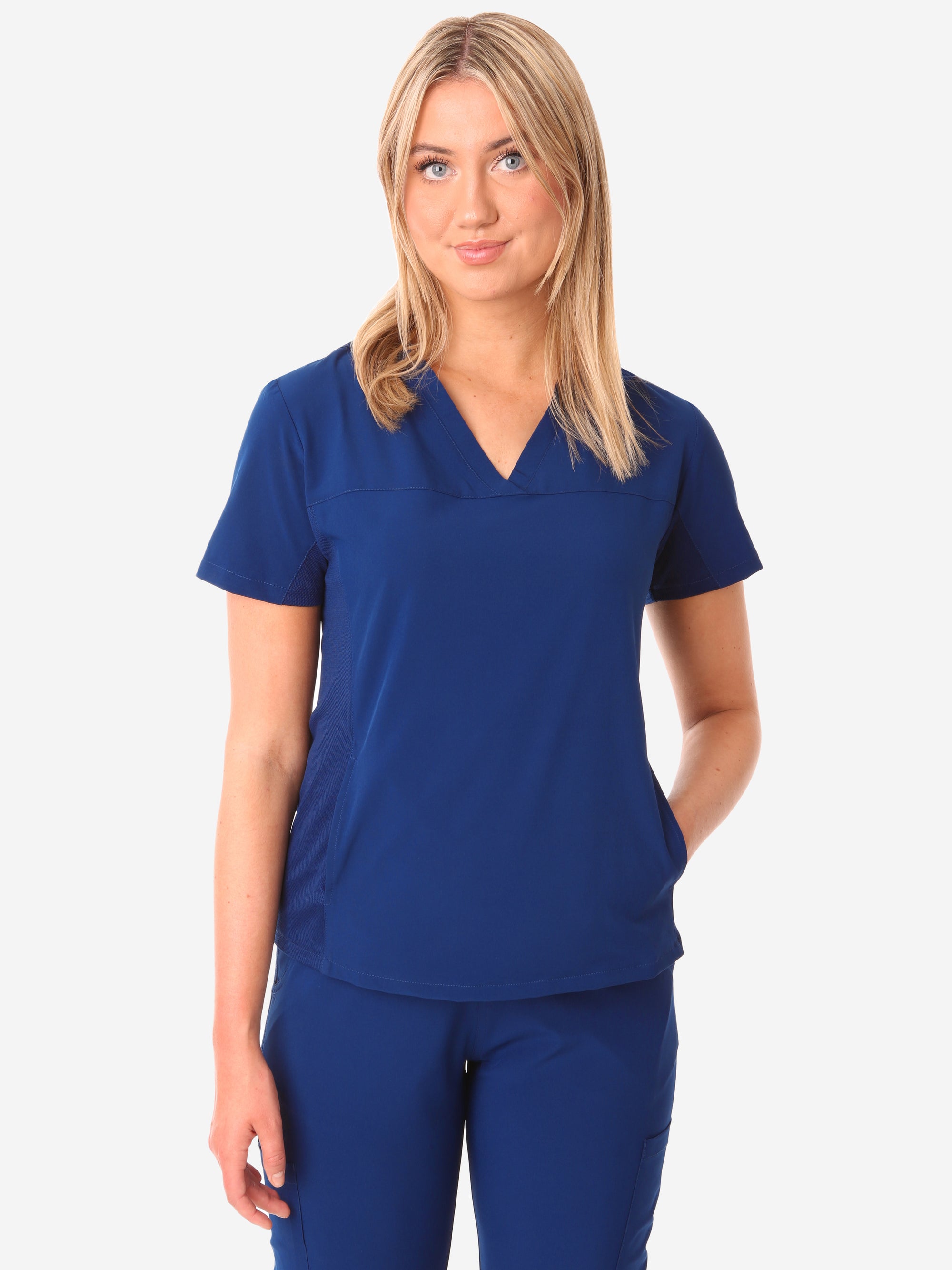 Women's Navy Blue Stash Pocket Top Top Only Front