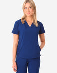 Women's Navy Blue Stash Pocket Top Top Only Front