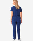 Women's 9-Pocket Scrub Pants Navy Blue with Stash Pocket Top Back View
