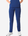 Women's 9-Pocket Navy Blue Scrub Pants Front View