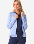 Women's Mesh Scrub Jacket Ceil Blue Front View Jacket Only