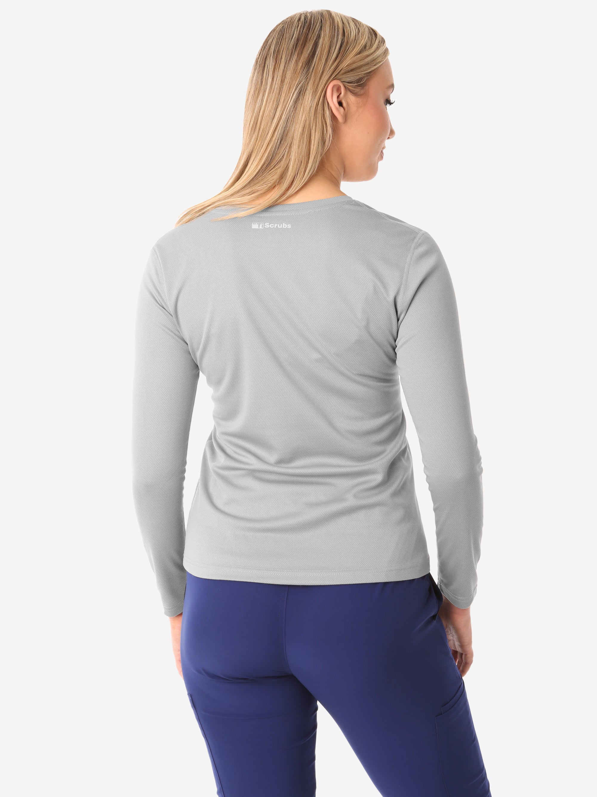 Women's Long Sleeve Underscrub Titanium Gray Back View