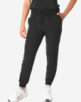 TiScrubs Real Black Women's Stretch Perfect Jogger Pants Front View Pants Only