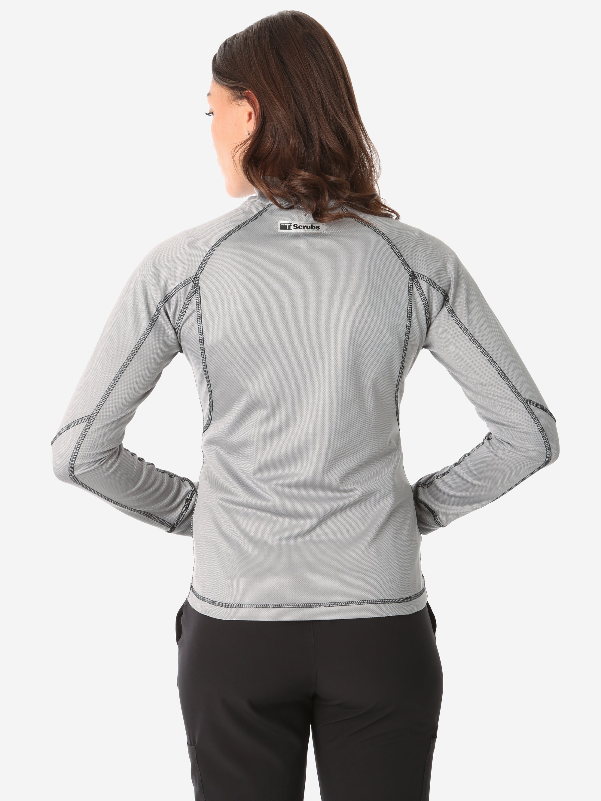 Women's Mesh Scrub Jacket Titanium Gray Back View Jacket Only