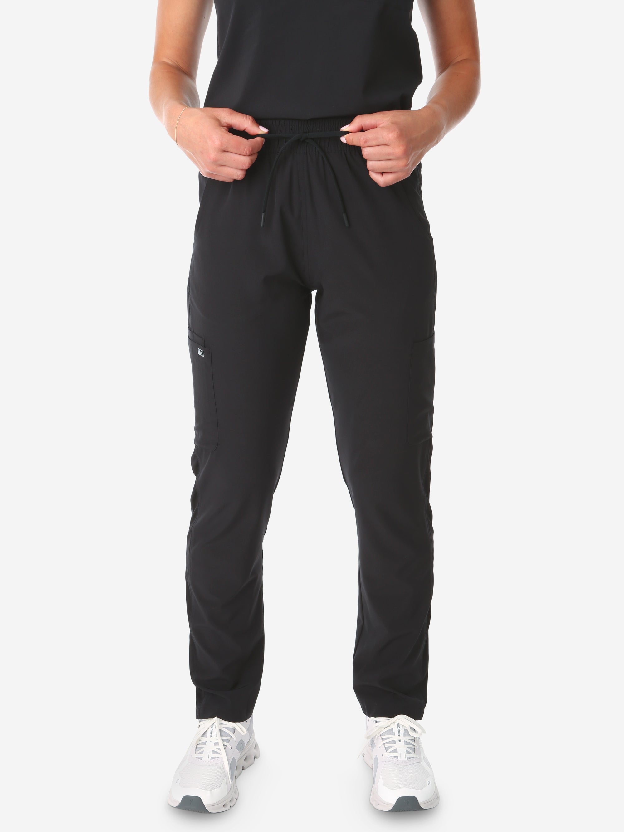 TiScrubs Real Black Women's Stretch 9-Pocket Pants Front View Pants Only
