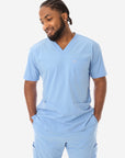 Men's Five-Pocket Scrub Top Ceil Blue Front View