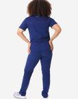 Women's 9-Pocket Scrub Pants Navy Straight Tapered Leg Back View