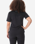 Women's Four-Pocket Scrub Top Real Black Top Only Back iew