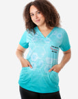 The University of Kansas Health System Nurses Week Contest Women's Scrub Top You Matter We Care Front View Top Only