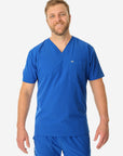 Men's Double-Pocket Scrub Top Royal Blue Front