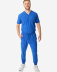 Men's Perfect Jogger Scrub Pants Royal Blue with Double-Pocket Top Front