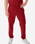 TiScrubs Bold Burgundy Men's 9-Pocket Scrub Pants Front Pants Only