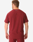 TiScrubs Men's Stretch Bold Burgundy Double-Pocket Scrub Top Only Back