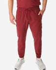 TiScrubs Stretch Bold Burgundy Jogger Scrub Pants Only Front