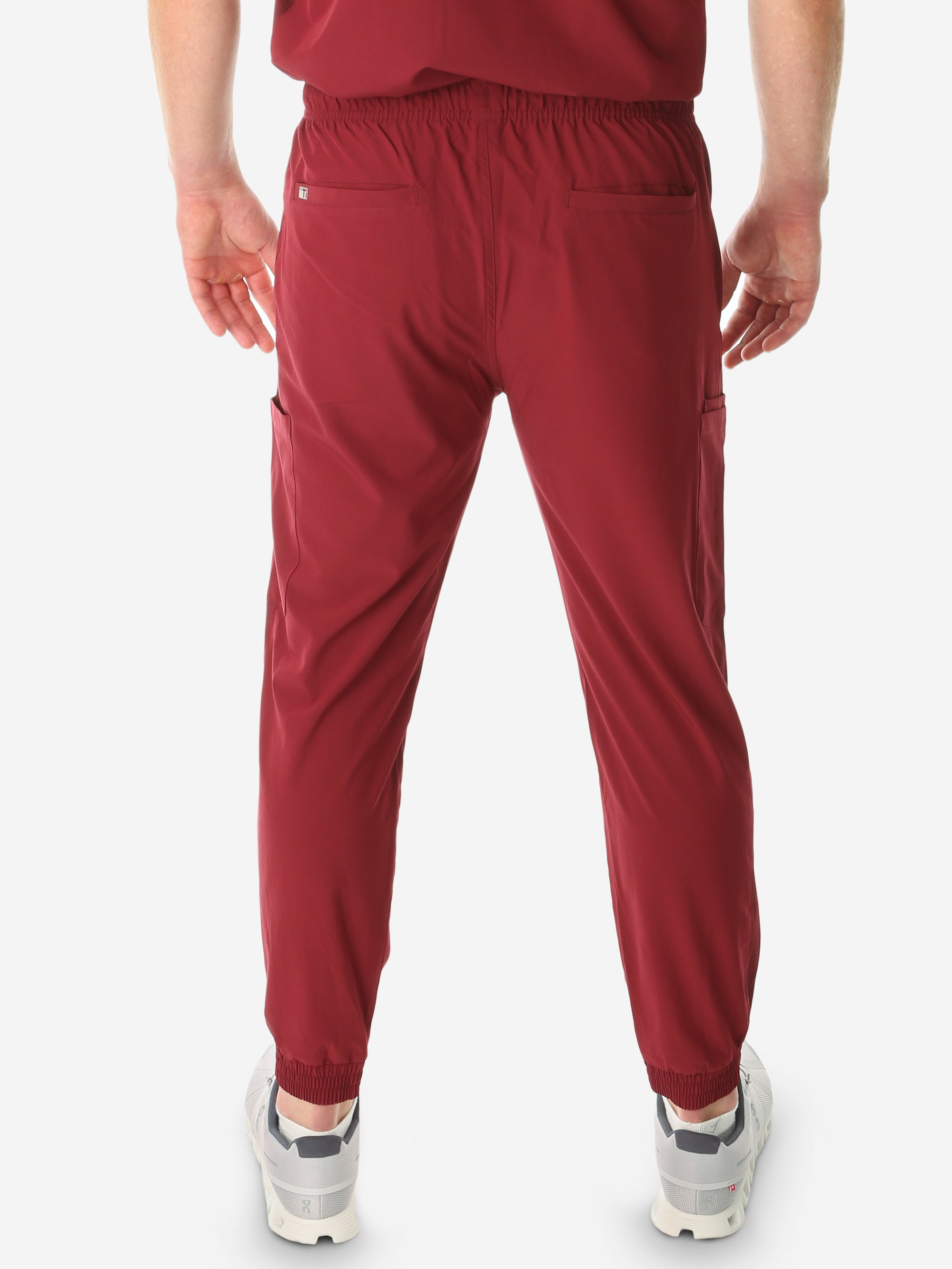 TiScrubs Stretch Bold Burgundy Jogger Scrub Pants Only Back