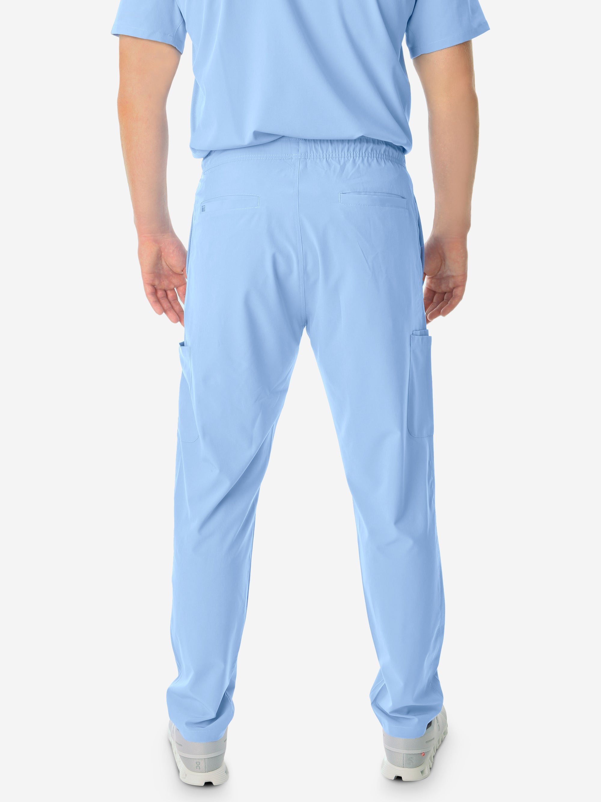 Men's 9-Pocket Scrub Pants Ceil Blue Back View