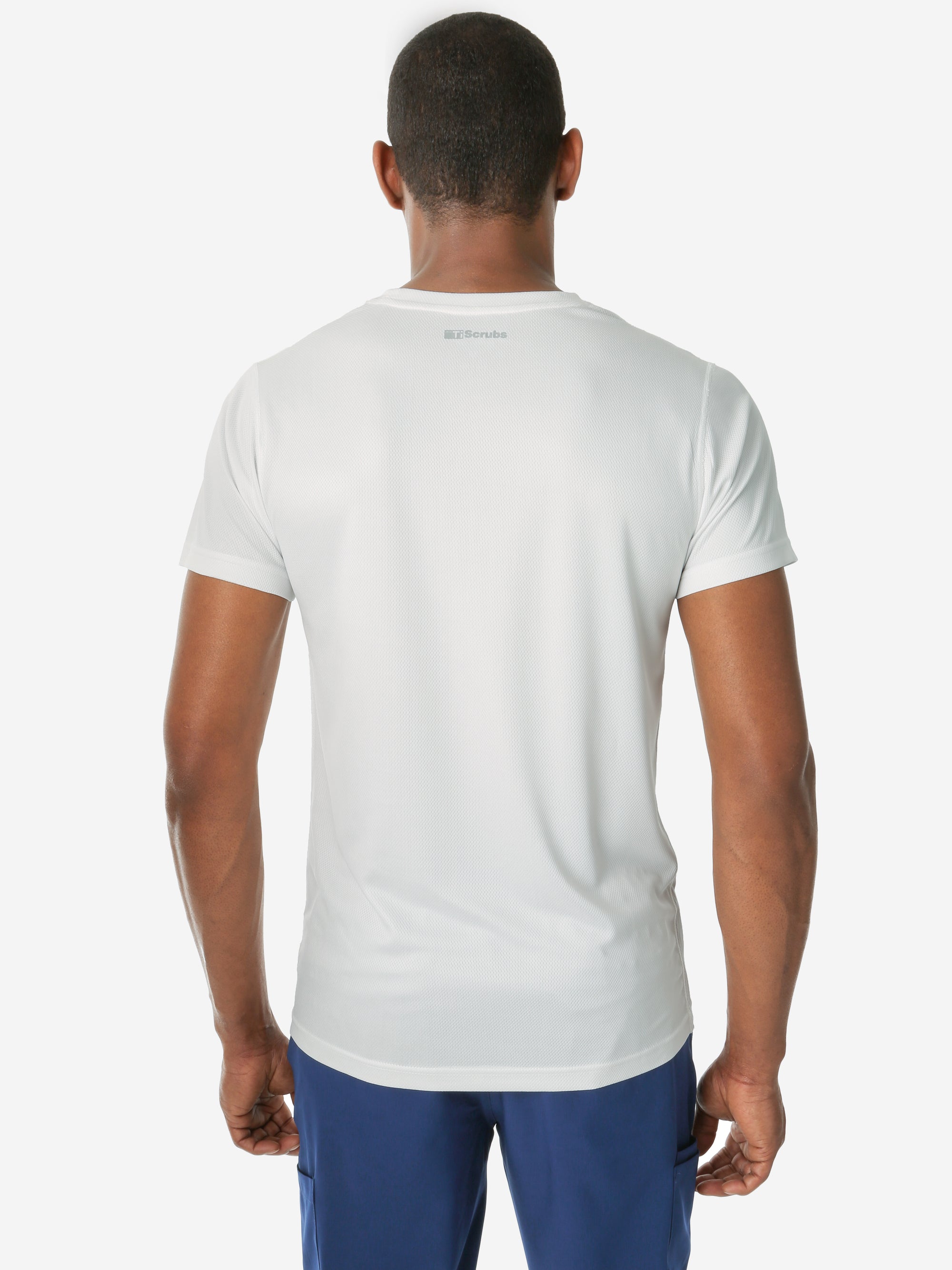 TiScrubs White Men's Mesh Short-Sleeve Underscrub Top Only Back
