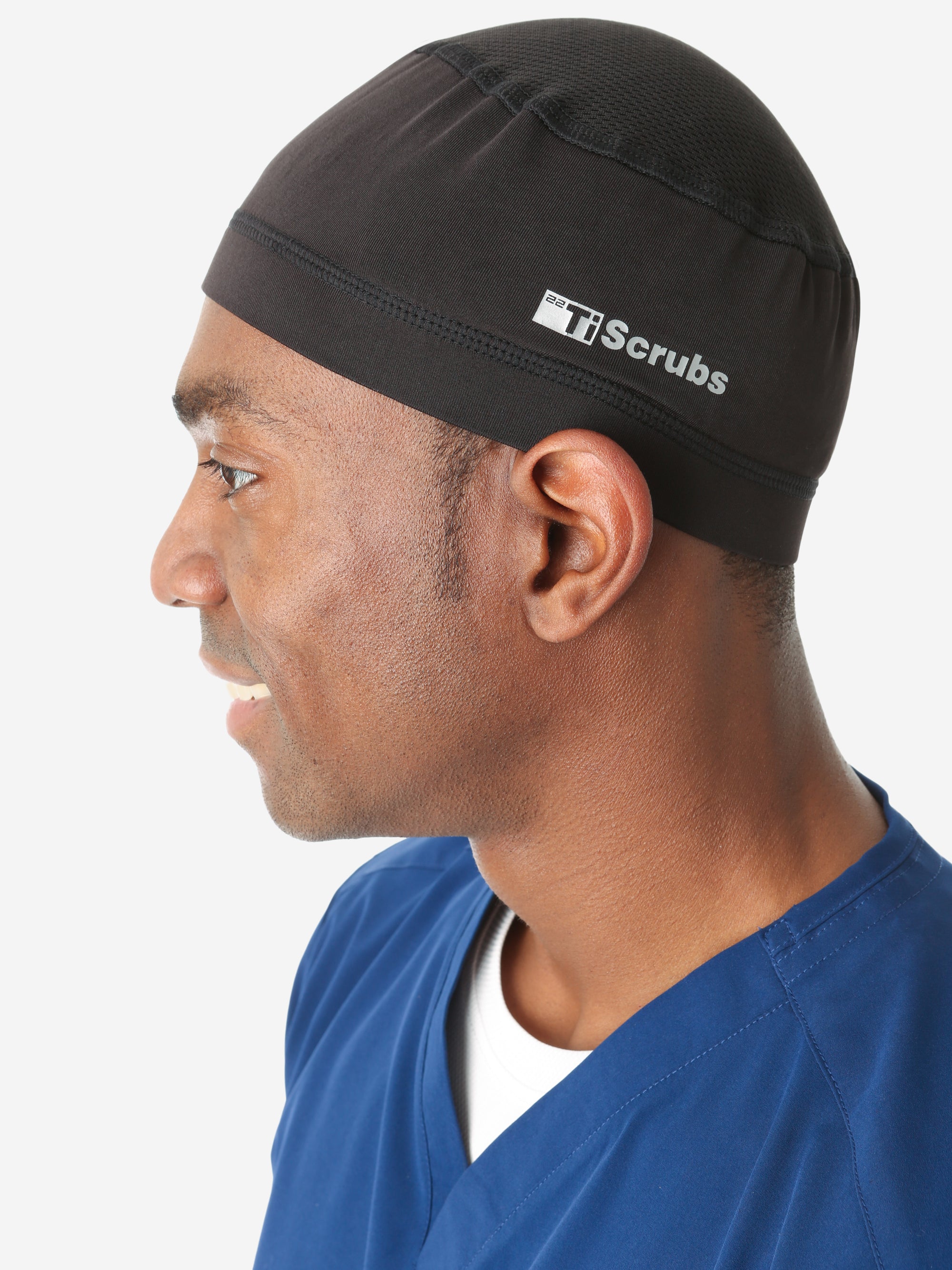 TiScrubs Men's Mesh Real Black Scrub Cap Cloesup Side