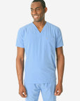 TiScrubs Men's Ceil Blue Double-Pocket Top Only Untucked Front