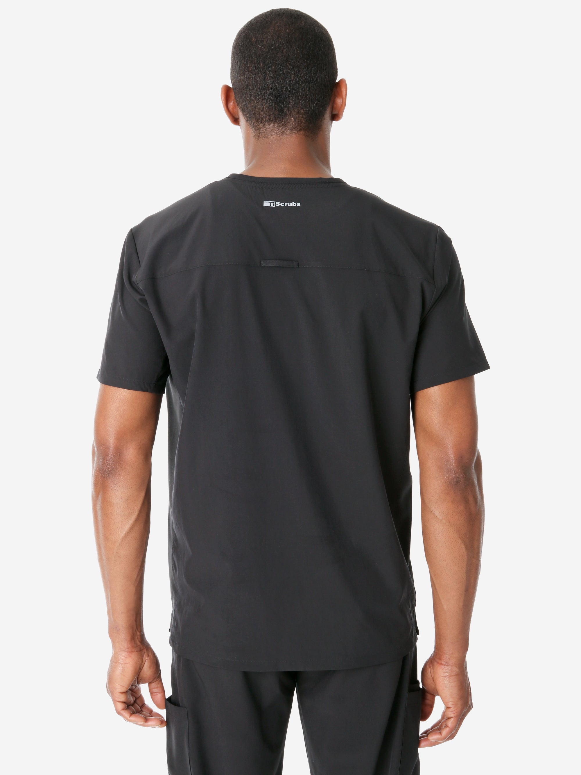 TiScrubs Men's Real Black Double-Pocket Top Only Untucked Back