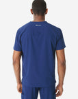 Men's Double-Pocket Scrub Top Navy Blue Untucked Back View