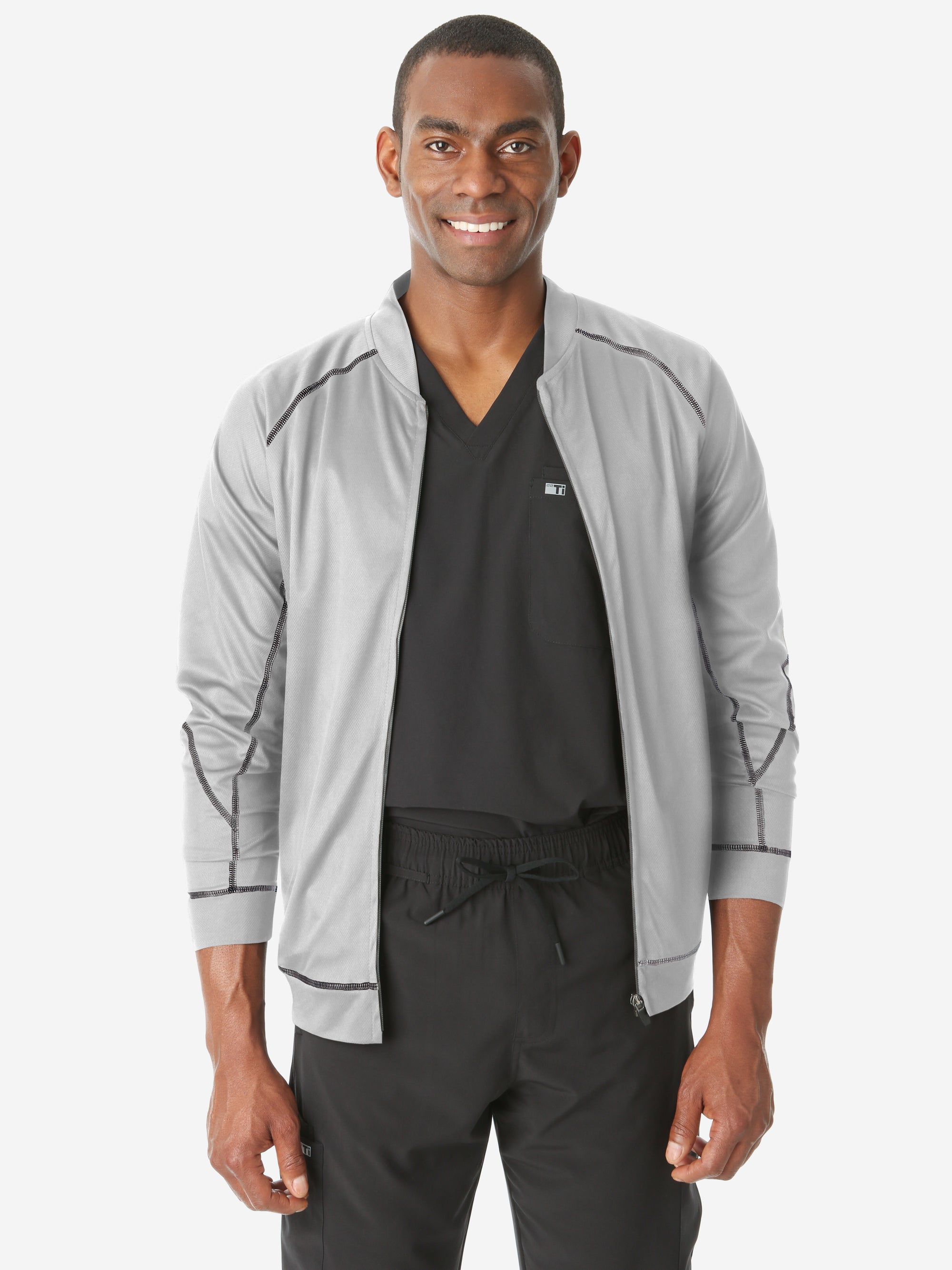 Men's Mesh Scrub Jacket Titanium Gray Front