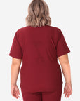 TiScrubs Women's Bold Burgundy Stash-Pocket Scrub Top Top Only Back