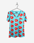 Women's Charlie Hustle Scrub Top Kansas City Current All-Over KC Heart Front View