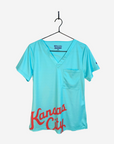 Women's Kansas City Script KC Current Women's Soccer Scrub Top Front View