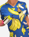 Gone Bananas Women's Scrub Top with Badge Reel