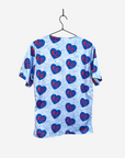 Men's Charlie Hustle All-Over Heart KU Basketball Colors Kanasas 3-Pocket Scrub Top Back