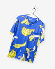 Men's Banana Print Scrub Top with 3 pockets in Royal Blue and vneck