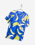 Men's Banana Print Scrub Top in Royal Blue one pocket