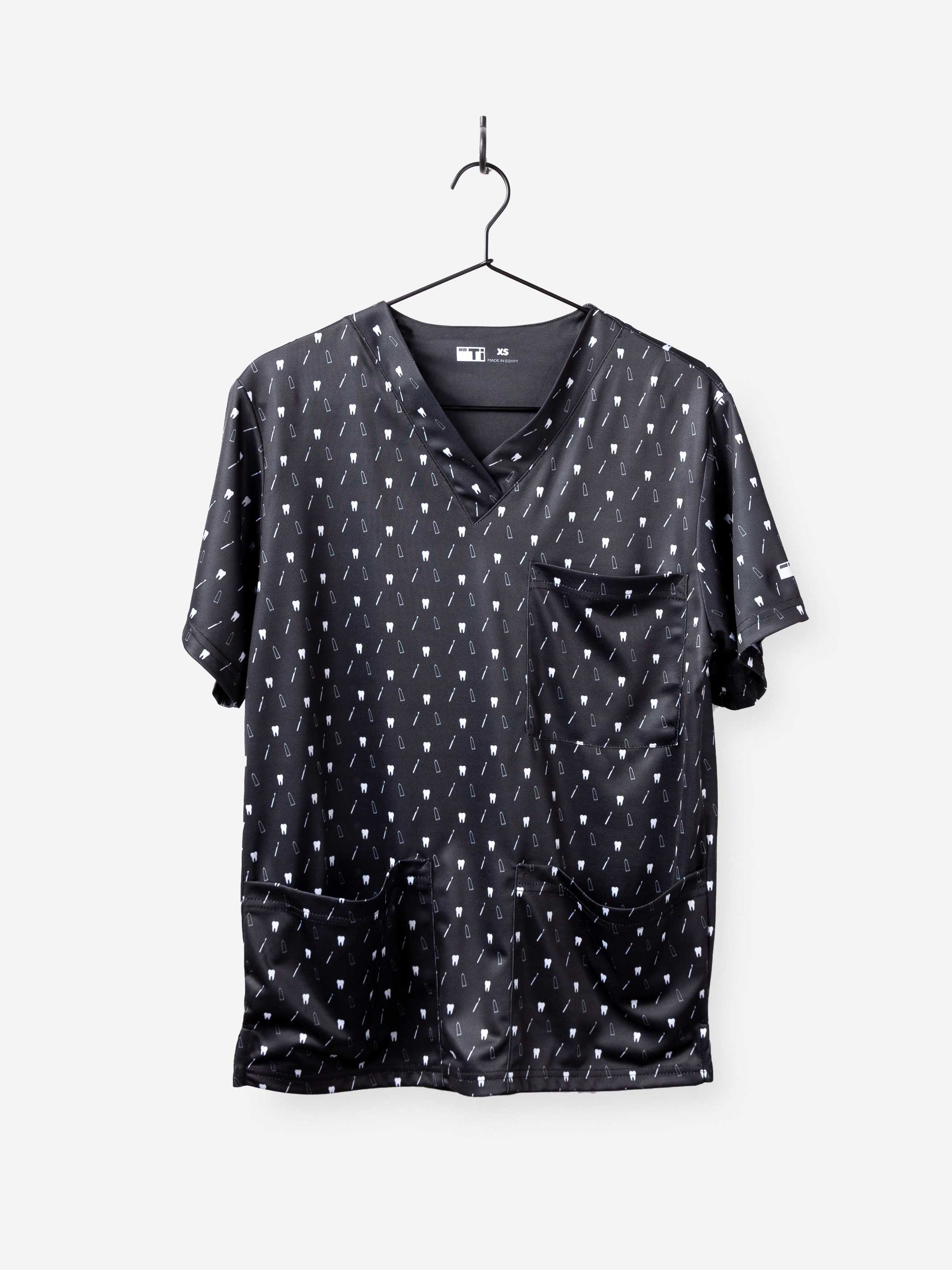 Men's Dental Print Scrub Top with Teeth and Toothpaste for dentists and dental hygienists