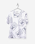 ophthalmology print scrub top white with black eye charts one pocket