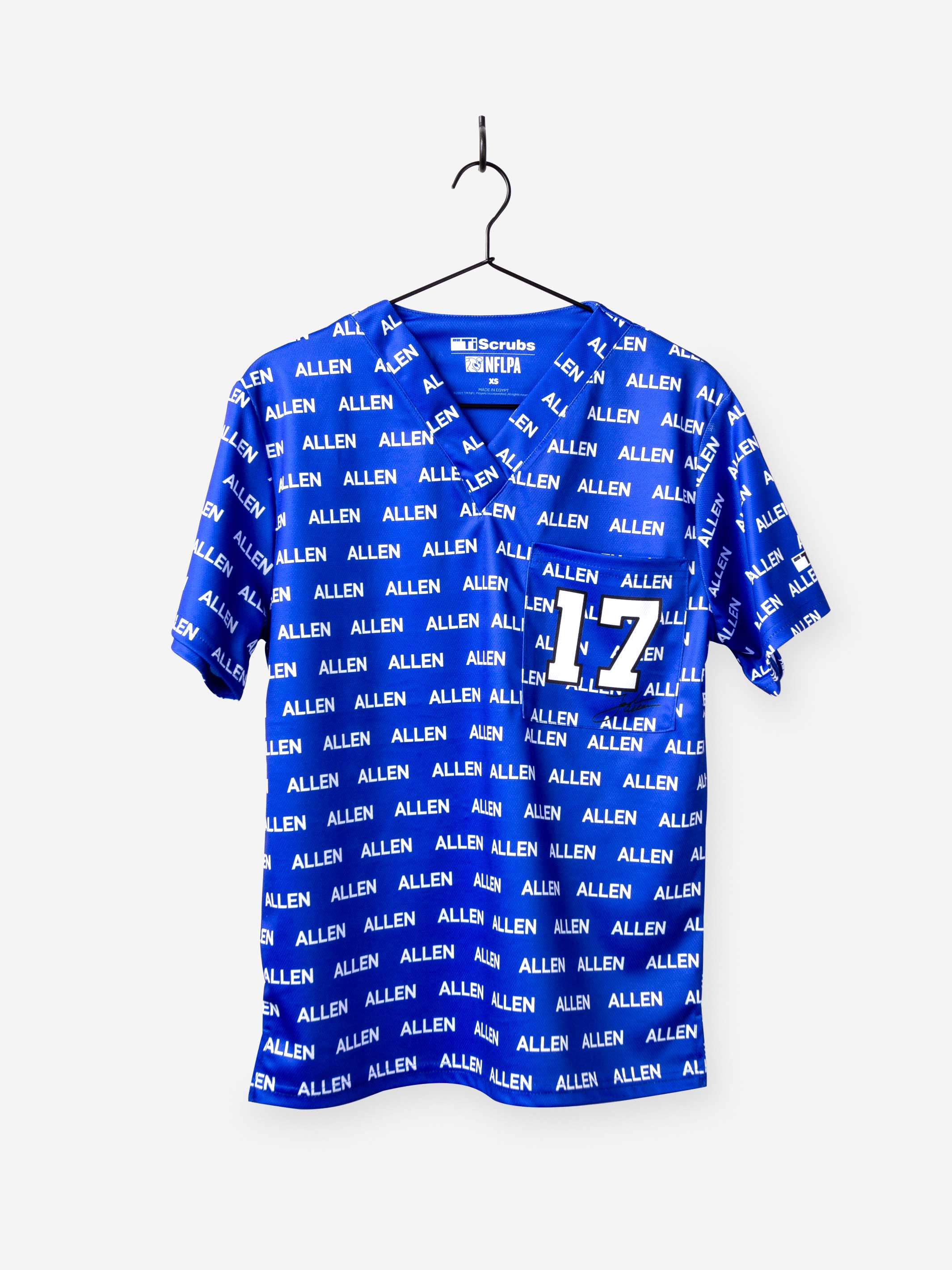 Men's Josh Allen Jersey Print Scrub Top