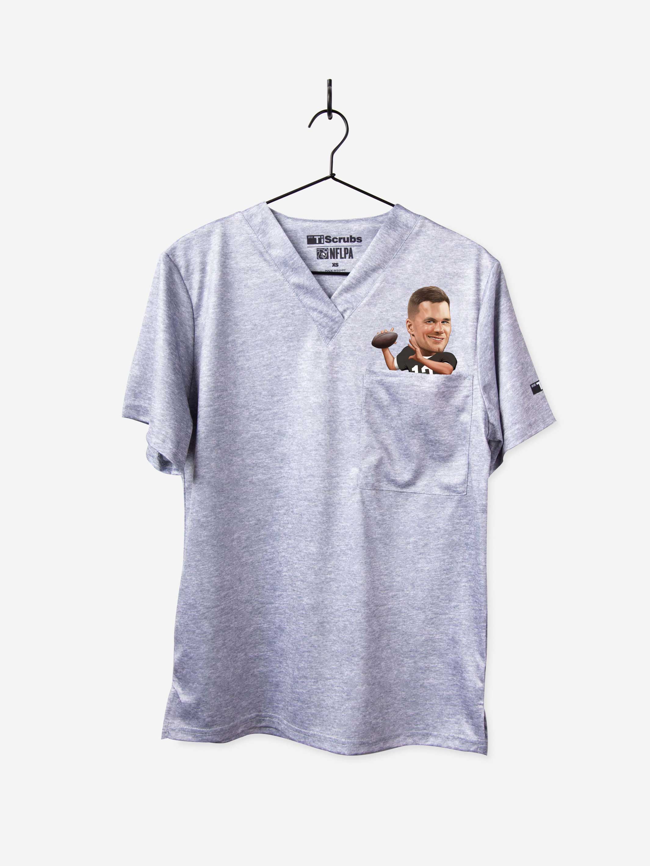 Men's Tom Brady Quarterback Print Scrub Top