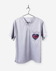 Men's Charlie Hustle KC Heart Scrub Top in Red and Navy with chest pocket