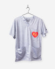 Men's Charlie Hustle KC Heart Scrub Top in Red and Yellow with 3 Pockets