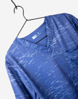 Men's Cool Print Scrub Top with Athletic Stripes and Static in Navy with V-neck