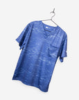 Men's Cool Print Scrub Top with Athletic Stripes and Static in Navy with Chest Pocket