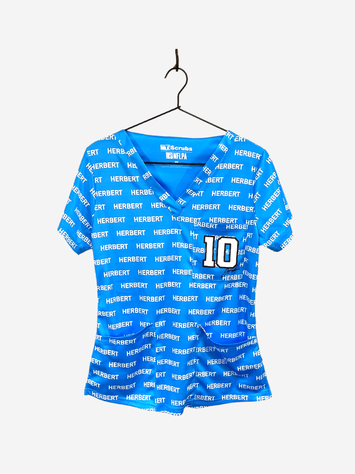 Women's 'Justin Herbert' Jersey Print Scrub Top