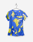 Women's Fun Print scrub top with bananas all over