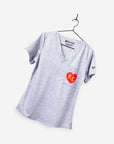 Women's Charlie Hustle Scrub Top KC Heart in Red and Gold and heather gray