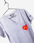 Women's Charlie Hustle Scrub Top KC Heart in Red and Gold Chiefs One Pocket