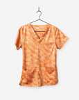 Women's Veterinary Animal Print Scrub Top with realistic cat fur
